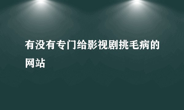 有没有专门给影视剧挑毛病的网站