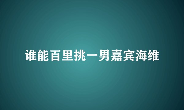 谁能百里挑一男嘉宾海维