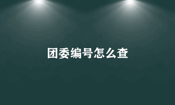 团委编号怎么查
