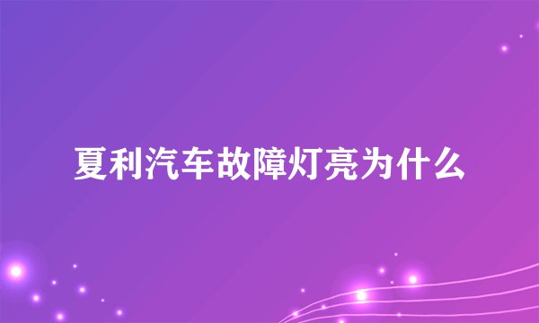 夏利汽车故障灯亮为什么