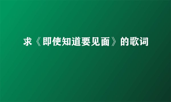 求《即使知道要见面》的歌词