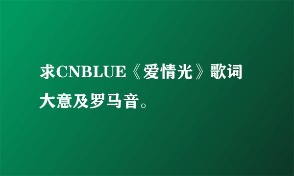 求CNBLUE《爱情光》歌词大意及罗马音。