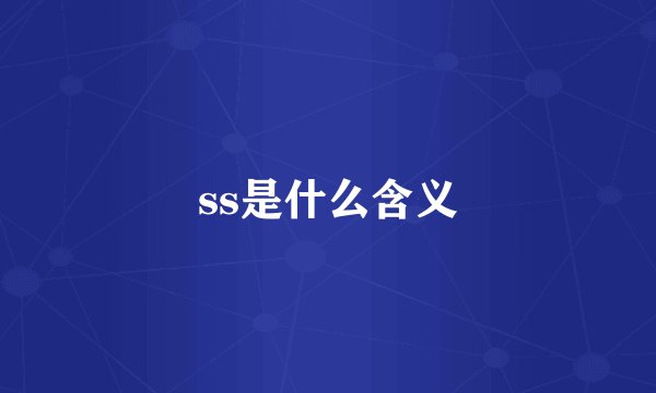 ss是什么含义