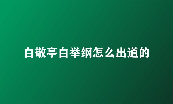 白敬亭白举纲怎么出道的
