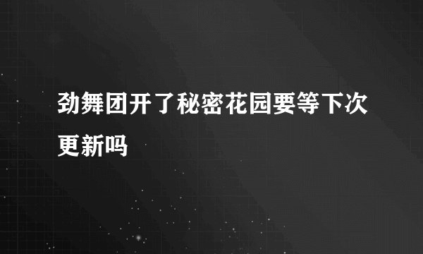 劲舞团开了秘密花园要等下次更新吗