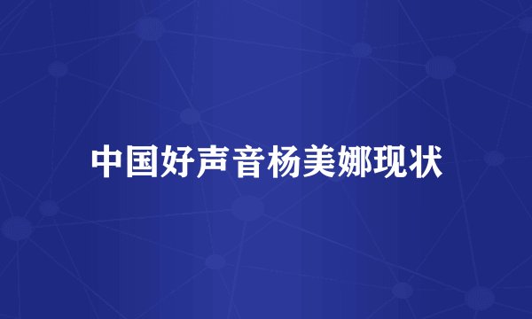 中国好声音杨美娜现状