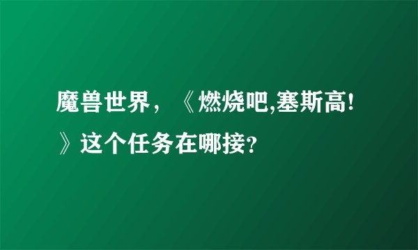魔兽世界，《燃烧吧,塞斯高!》这个任务在哪接？