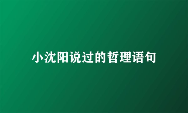 小沈阳说过的哲理语句