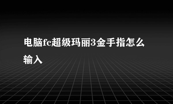 电脑fc超级玛丽3金手指怎么输入