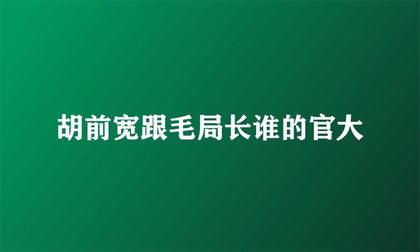 胡前宽跟毛局长谁的官大