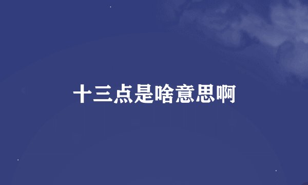 十三点是啥意思啊