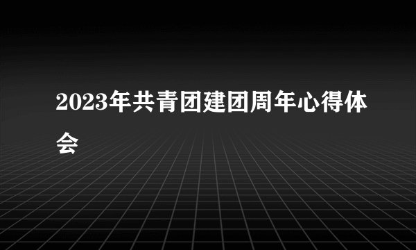 2023年共青团建团周年心得体会