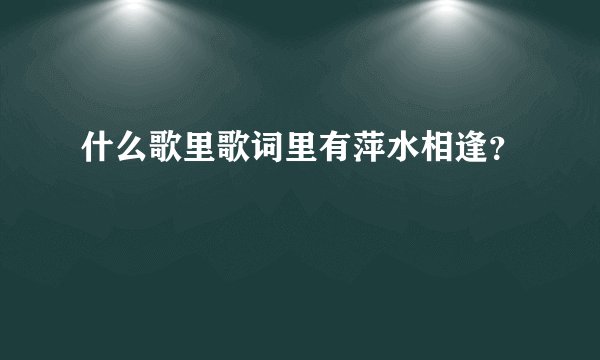 什么歌里歌词里有萍水相逢？