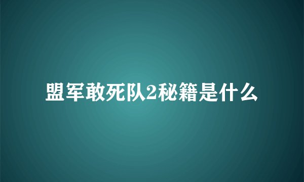 盟军敢死队2秘籍是什么