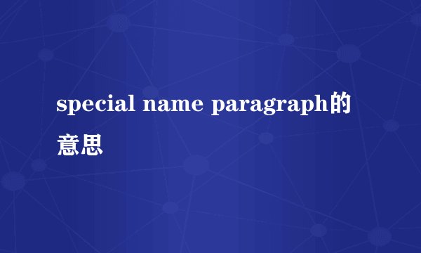 special name paragraph的意思