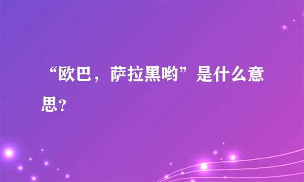 “欧巴,萨拉黑哟”是什么意思?