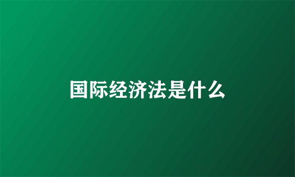 国际经济法是什么