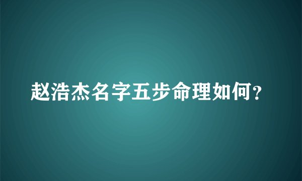 赵浩杰名字五步命理如何？