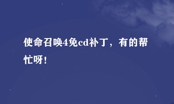 使命召唤4免cd补丁，有的帮忙呀！