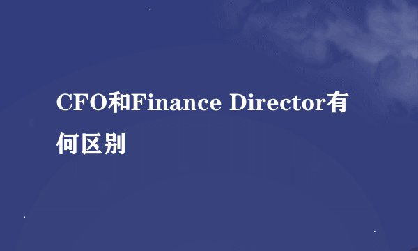 CFO和Finance Director有何区别
