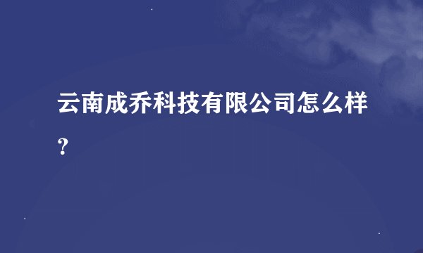 云南成乔科技有限公司怎么样？