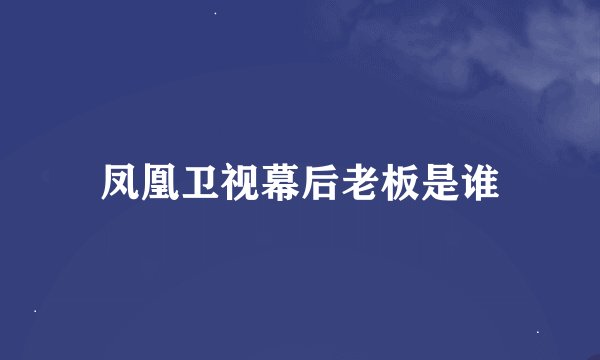 凤凰卫视幕后老板是谁