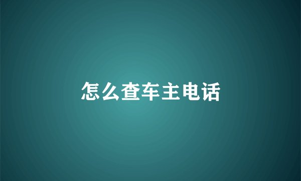 怎么查车主电话