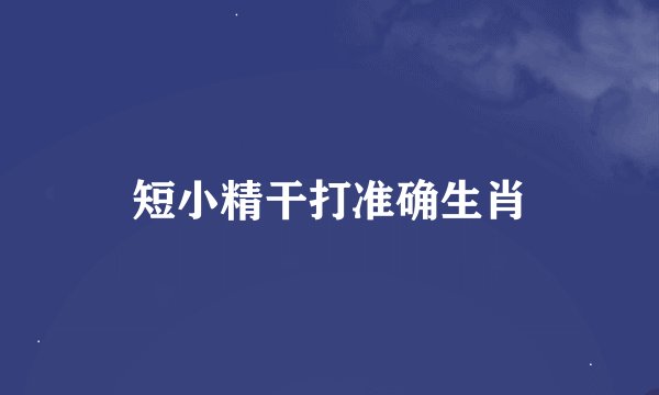 短小精干打准确生肖