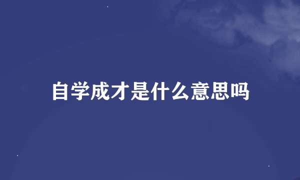 自学成才是什么意思吗
