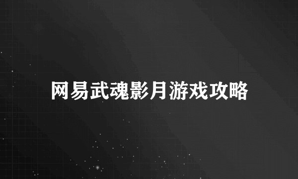 网易武魂影月游戏攻略