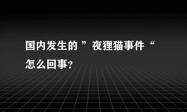 国内发生的 ”夜狸猫事件“怎么回事？