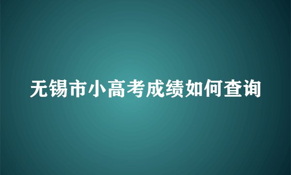 无锡市小高考成绩如何查询