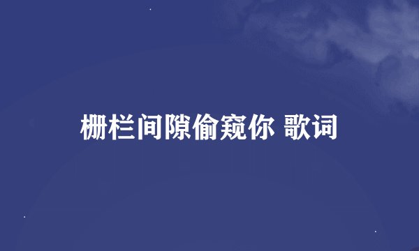 栅栏间隙偷窥你 歌词