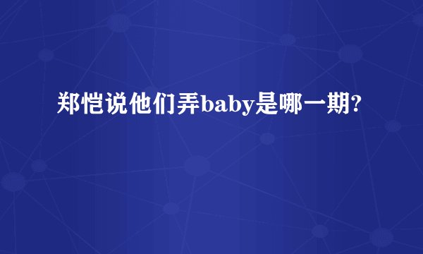 郑恺说他们弄baby是哪一期?