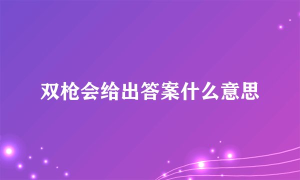 双枪会给出答案什么意思