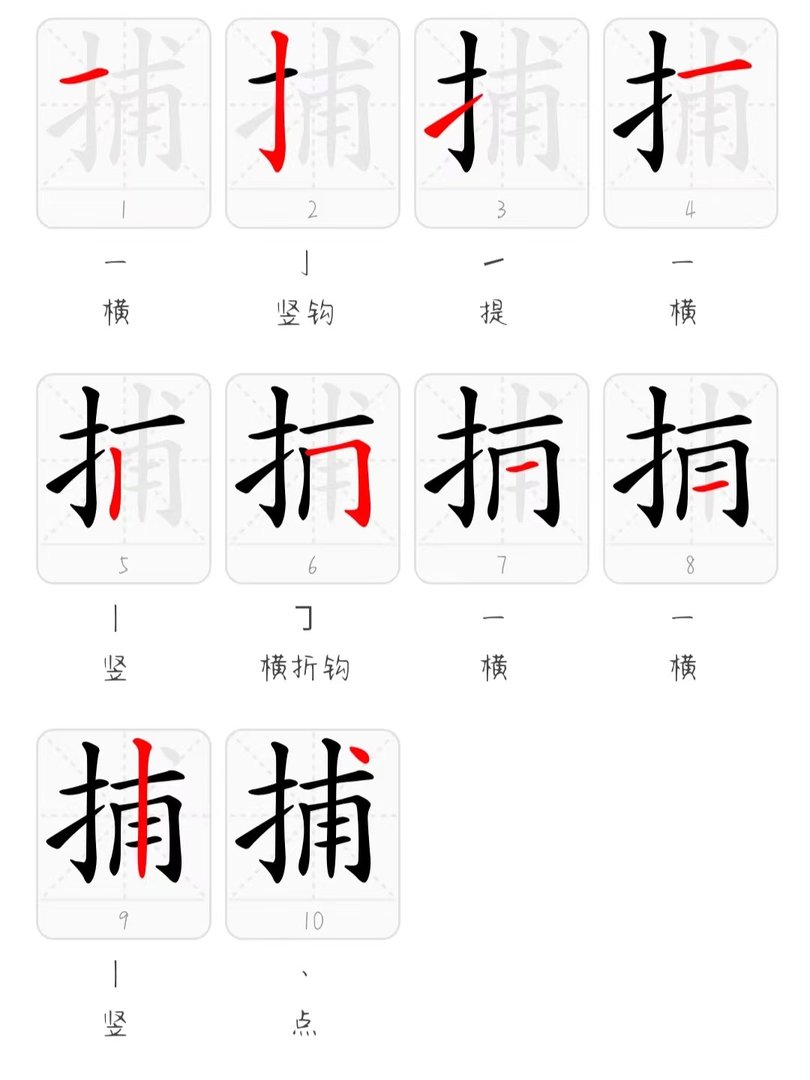 捕的笔画顺序
