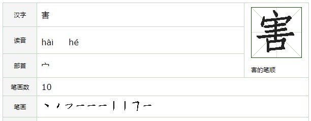 害字的笔顺