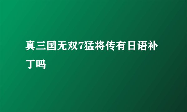 真三国无双7猛将传有日语补丁吗