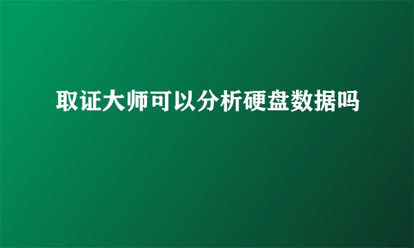 取证大师可以分析硬盘数据吗