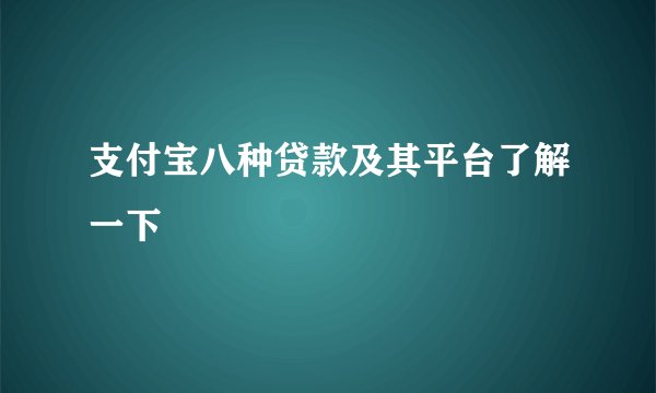 支付宝八种贷款及其平台了解一下