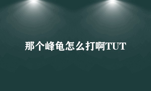 那个峰龟怎么打啊TUT