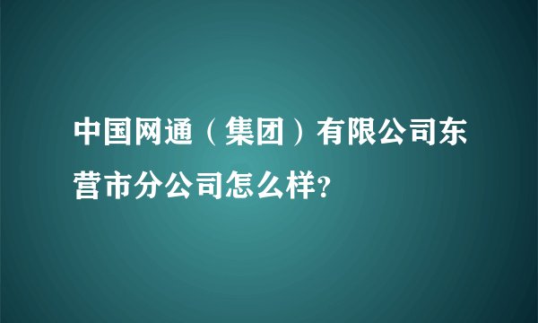 中国网通（集团）有限公司东营市分公司怎么样？