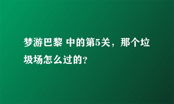 梦游巴黎 中的第5关，那个垃圾场怎么过的？