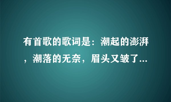 有首歌的歌词是：潮起的澎湃，潮落的无奈，眉头又皱了起来……”请大家帮帮忙，帮我找这歌的歌名，谢谢咯