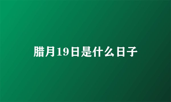 腊月19日是什么日子