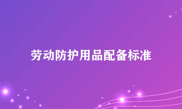 劳动防护用品配备标准