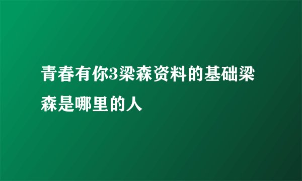 青春有你3梁森资料的基础梁森是哪里的人