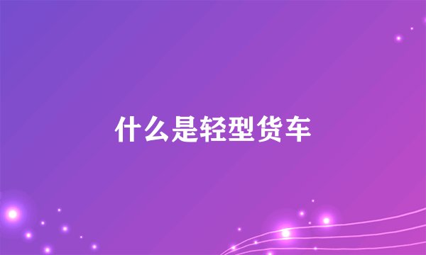 什么是轻型货车