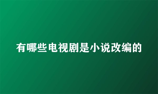 有哪些电视剧是小说改编的