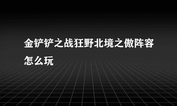 金铲铲之战狂野北境之傲阵容怎么玩